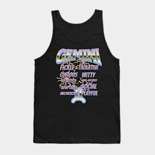 Gemini Retro 90s Band Zodiac Birthday Traits Lightning Tank Top